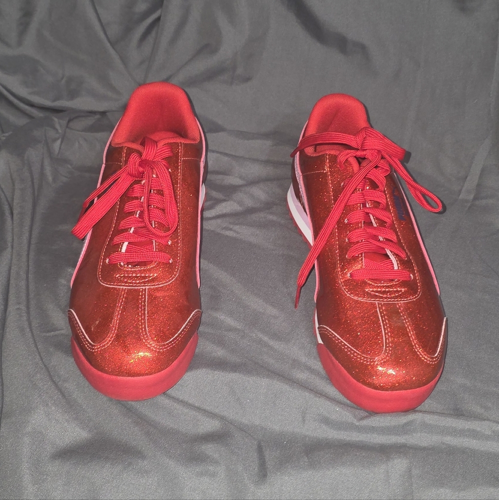 PUMA Shiny Red Sneakers with Laces